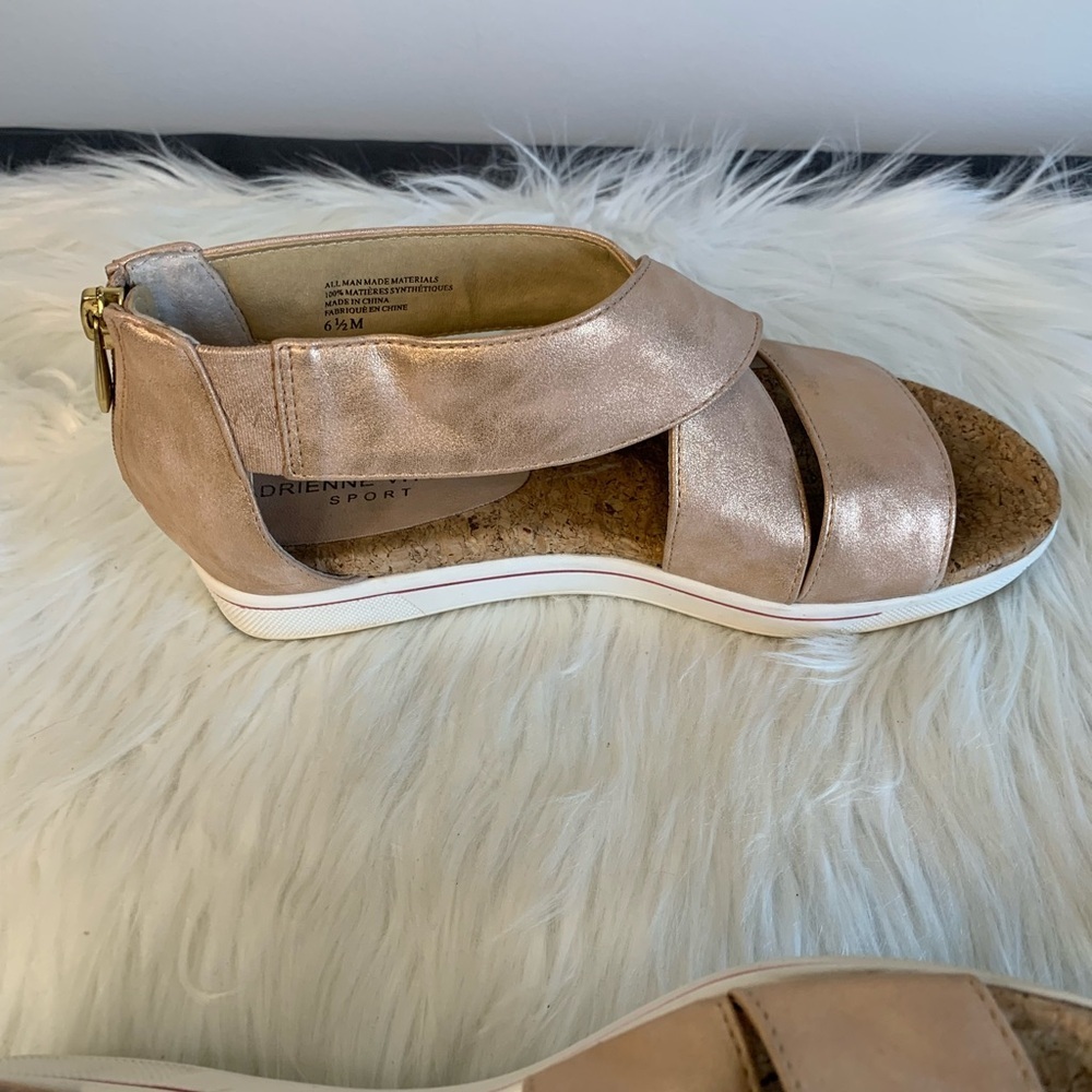 Adrienne Vittadini Gold Sandals Luxe Cork Comfort - Picture 4 of 10